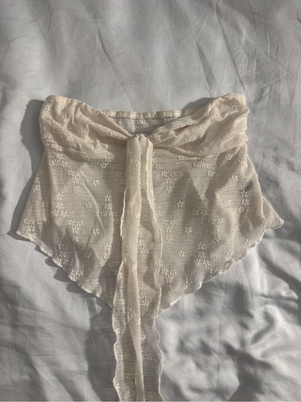 Cider Ivory Sheer Lace Strapless Top